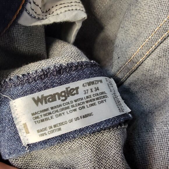 Wrangler 47MWZ Regular Fit Denim Jeans Dark Blue - 37x34 - Picture 5 of 5